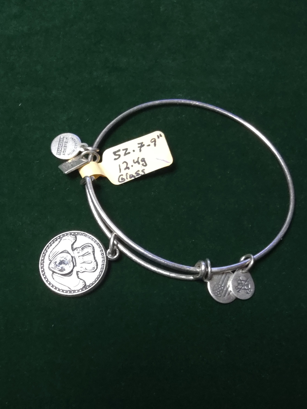 Alex and Ani Claddagh Charm Expandable Sterling Silver Bangle  CZ Heart 2017